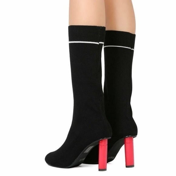 CAPE ROBBIN Dneuce-1 Mid-Calf Boot in Black & Red - Picture 4 of 4
